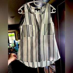 Sanctuary Black and White Striped Sleeveless Blouse